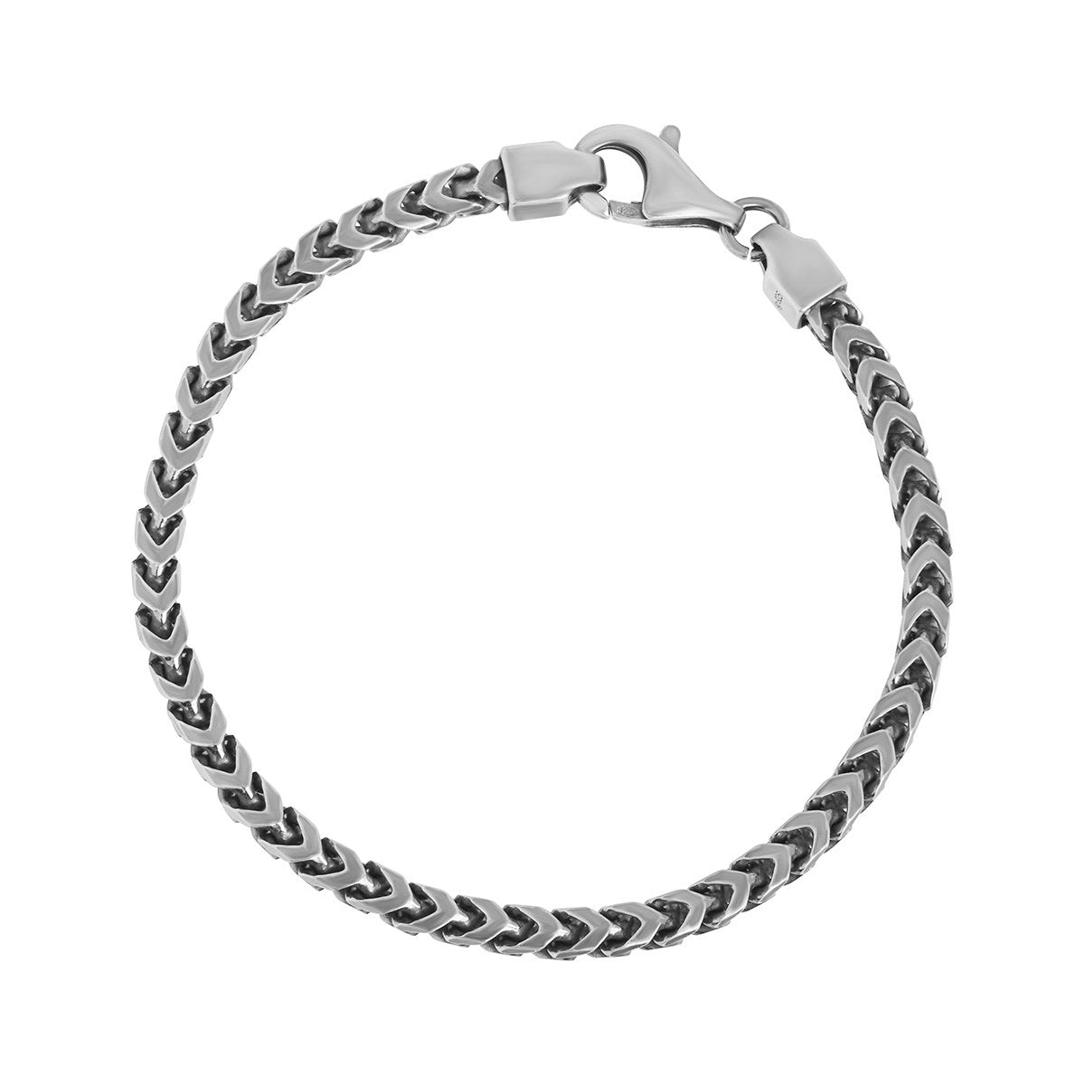 Sterling Silver Oxidised Foxtail Chain Bracelet