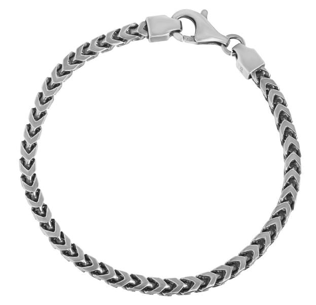 Sterling Silver Oxidised Foxtail Chain Bracelet