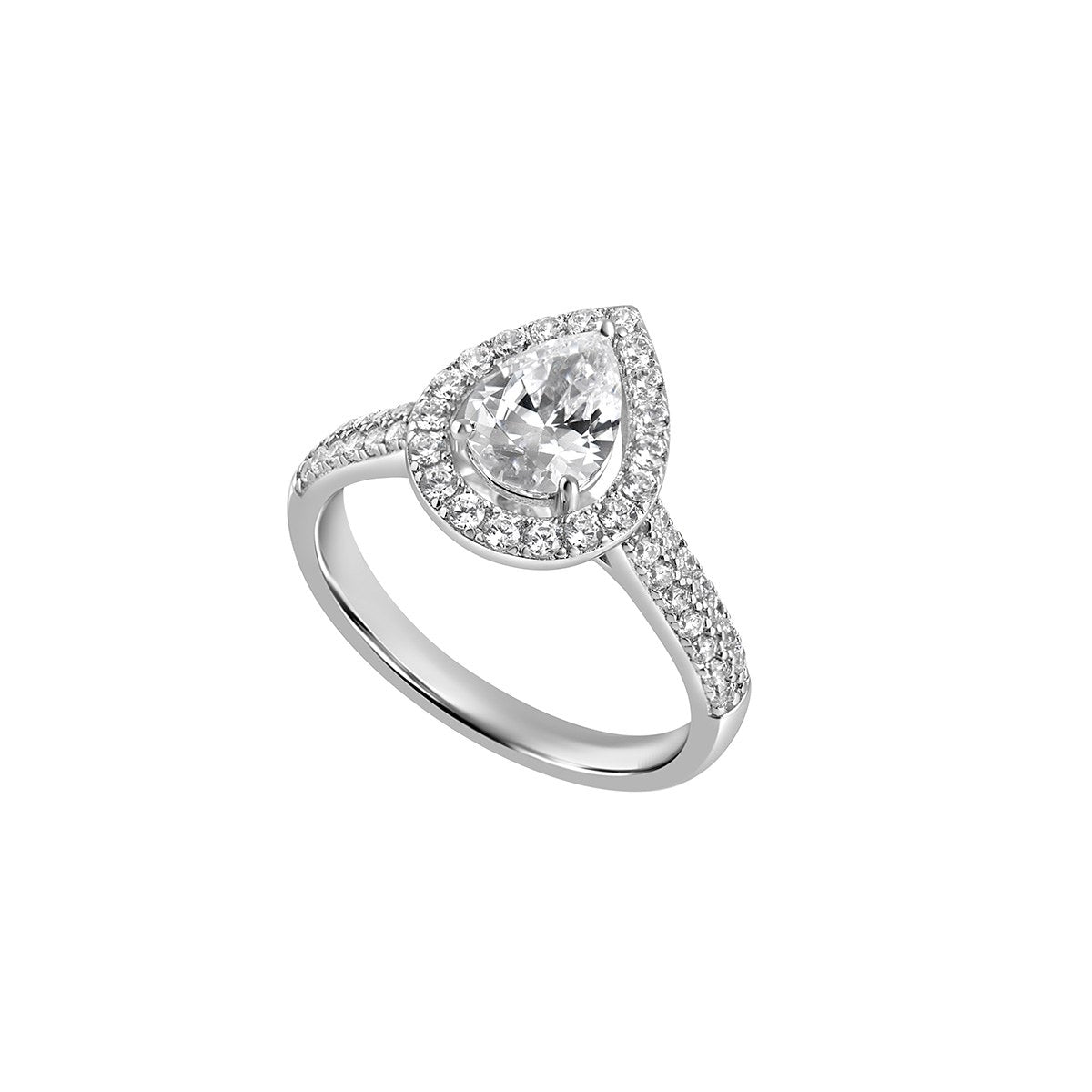 Sterling Silver Cubic Zirconia Pear Shape Cluster Ring