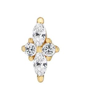 9ct Yellow Gold Triple Flower Cubic Zirconia Stud Earring