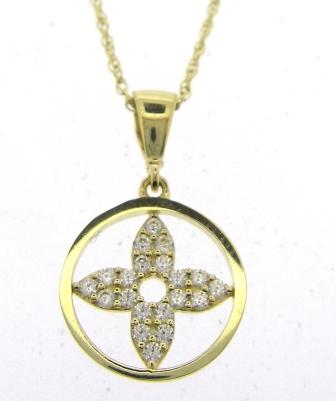 9ct Yellow Gold Cubic Zirconia Star Flower Cir Pendant 18 Necklace