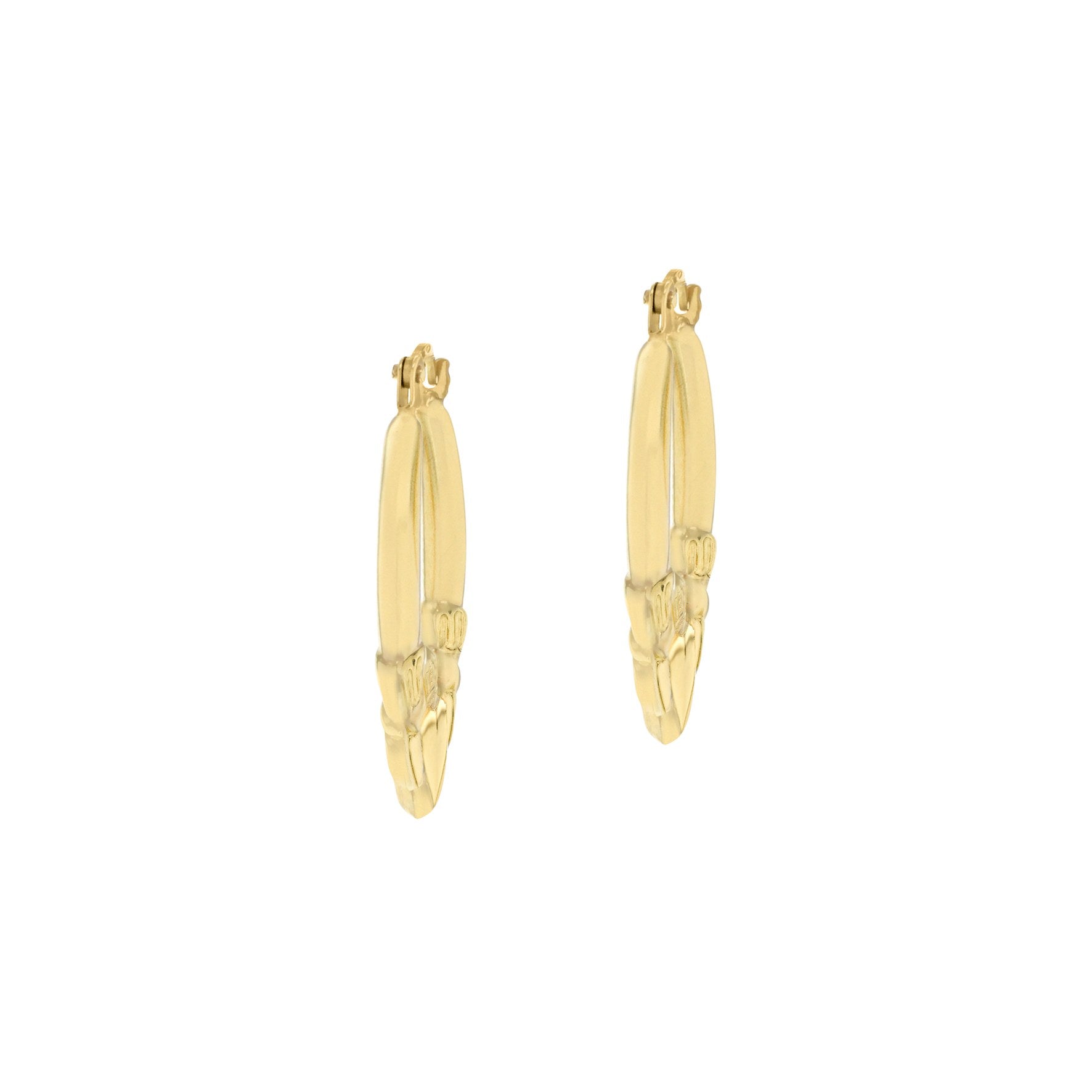 9ct Yellow Gold Claddagh Creole Hoop Earrings