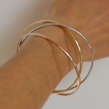 Intuition - Yellow Gold Plated - Rose Gold Plated And Rhodium Plated Triple Bangle