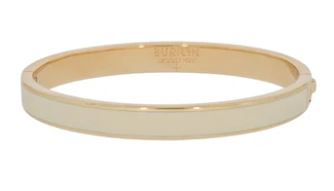 Tranquil Fields - Yellow Gold Plated Flat Oval Bangle With Cream Enamel