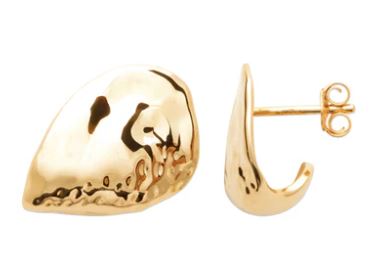 Paris - Yellow Gold Plated Hammered Stud Earrings