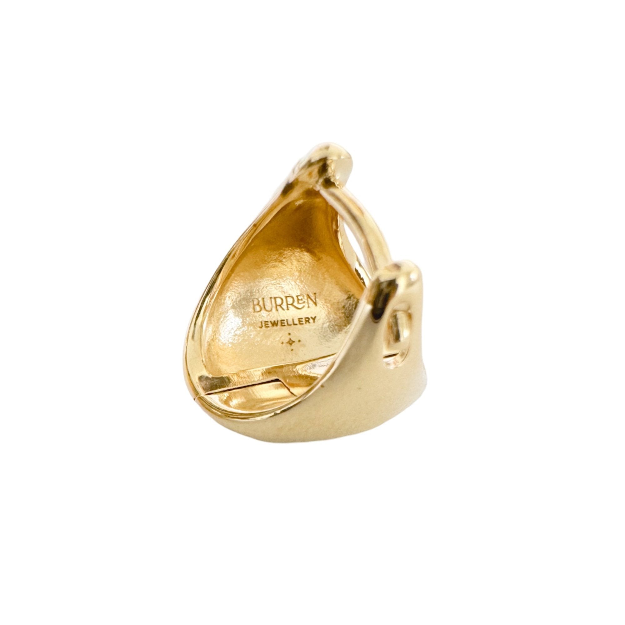 Burren - Destiny, Yellow Gold Plated Triangle Bulb Huggie Earrings 12mm|