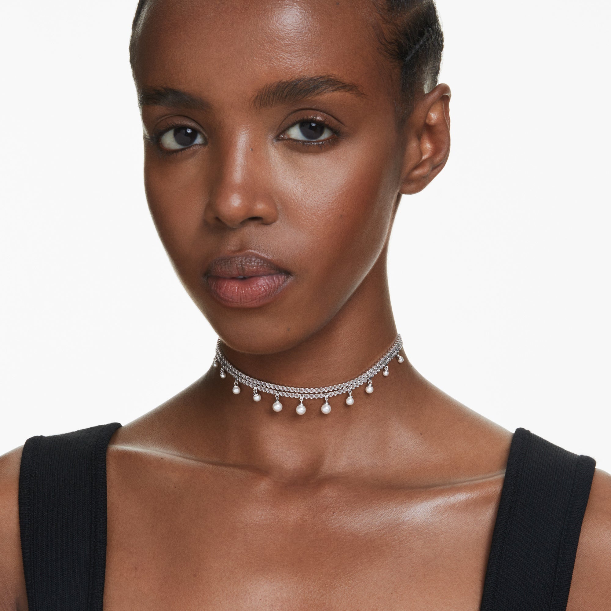 Swarovski Ariana Grande SS25 Capsule Choker - Rhodium Plated - Crystal Pearl Necklace