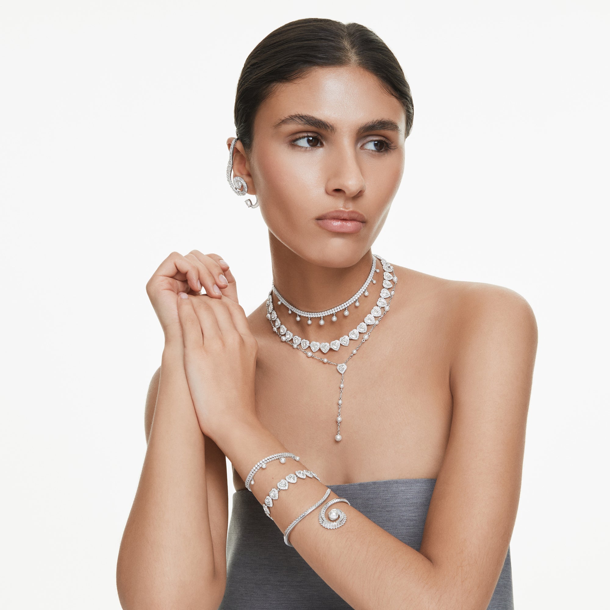 Swarovski Ariana Grande SS25 Capsule Choker - Rhodium Plated - Crystal Pearl Necklace