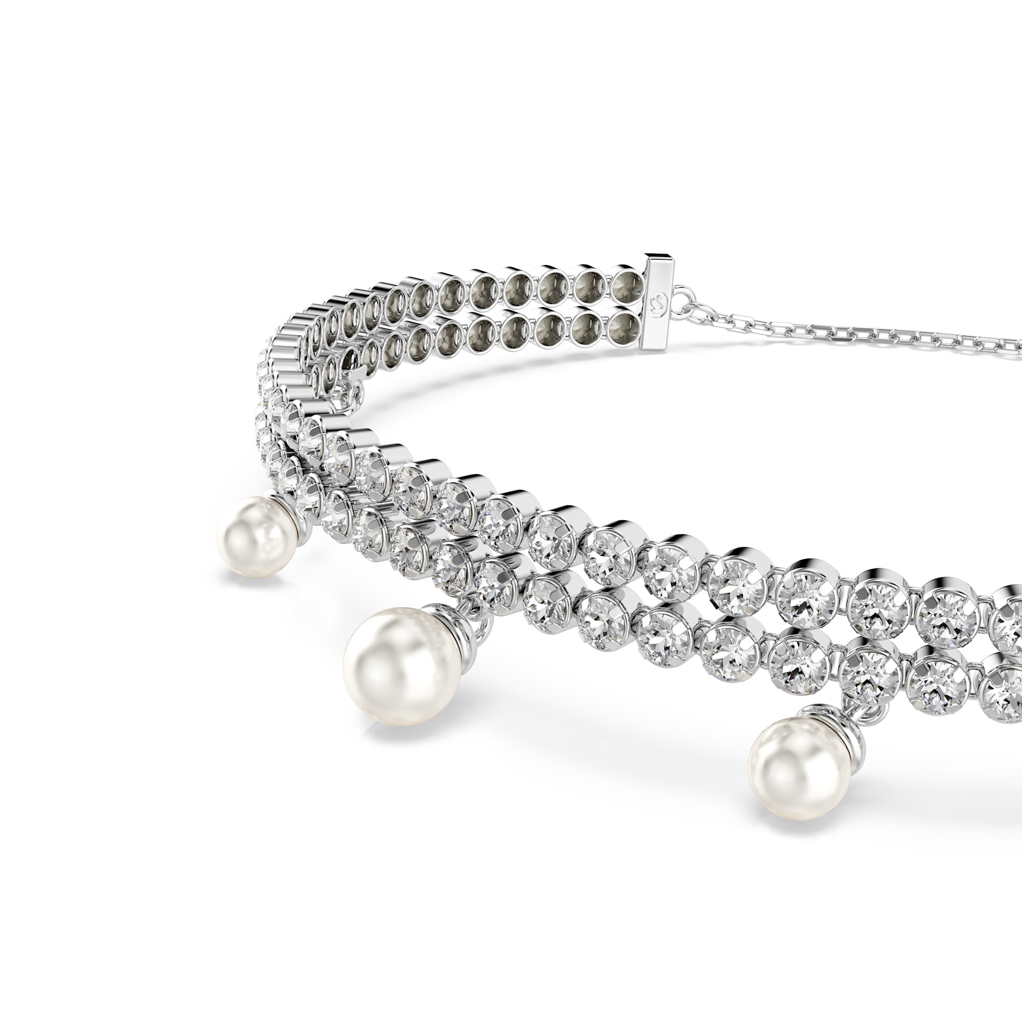 Swarovski Ariana Grande SS25 Capsule Pearl Bracelet - Rhodium Plated - M - Crystal Pearl