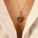 Secret Heart - Yellow Gold Plated Heart Locket Pendant With CZ Star Centre 45cm