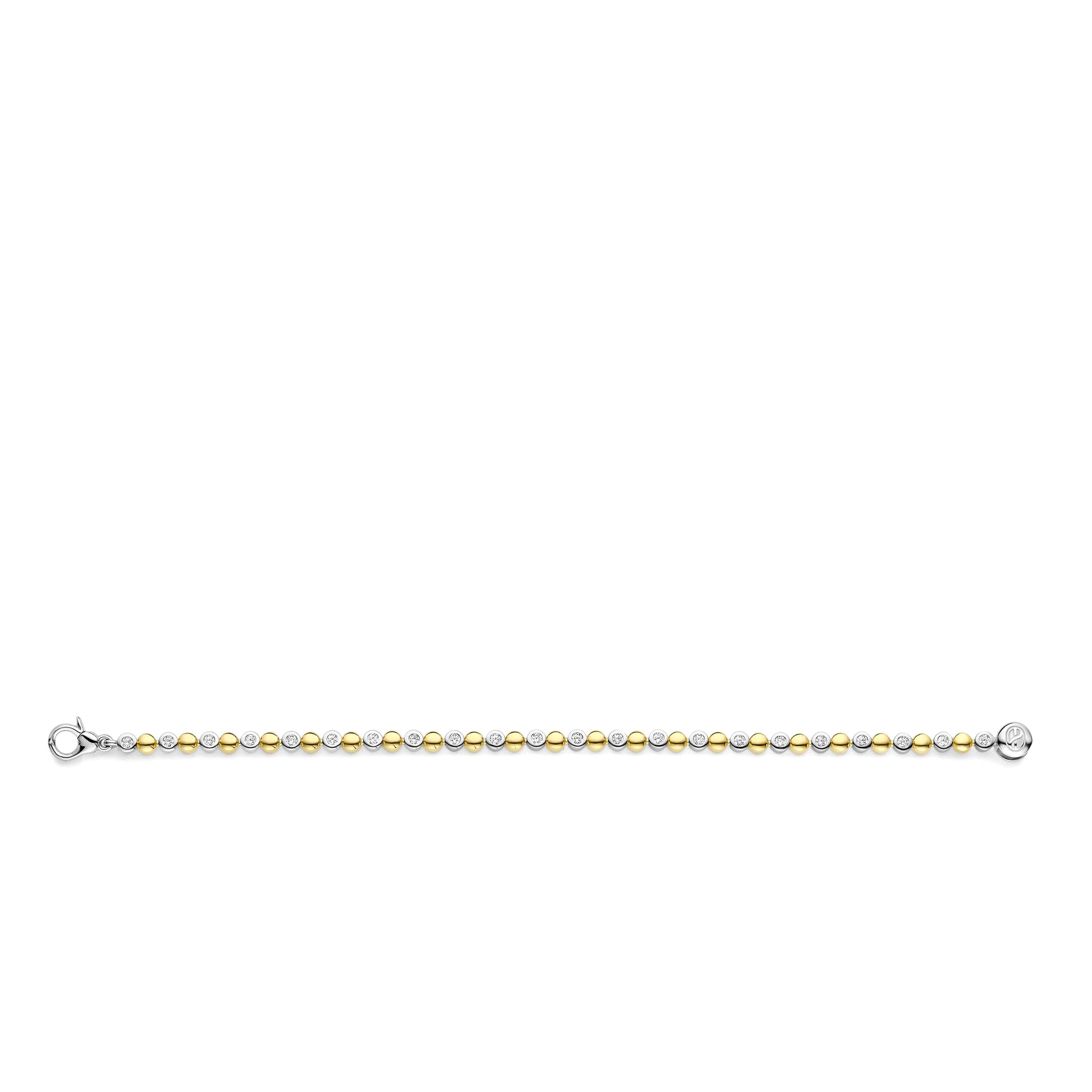 Ti Sento Sterling Silver & Yellow Gold Plated Cubic Zirconia Rubover Tennis Bracelet 19cm