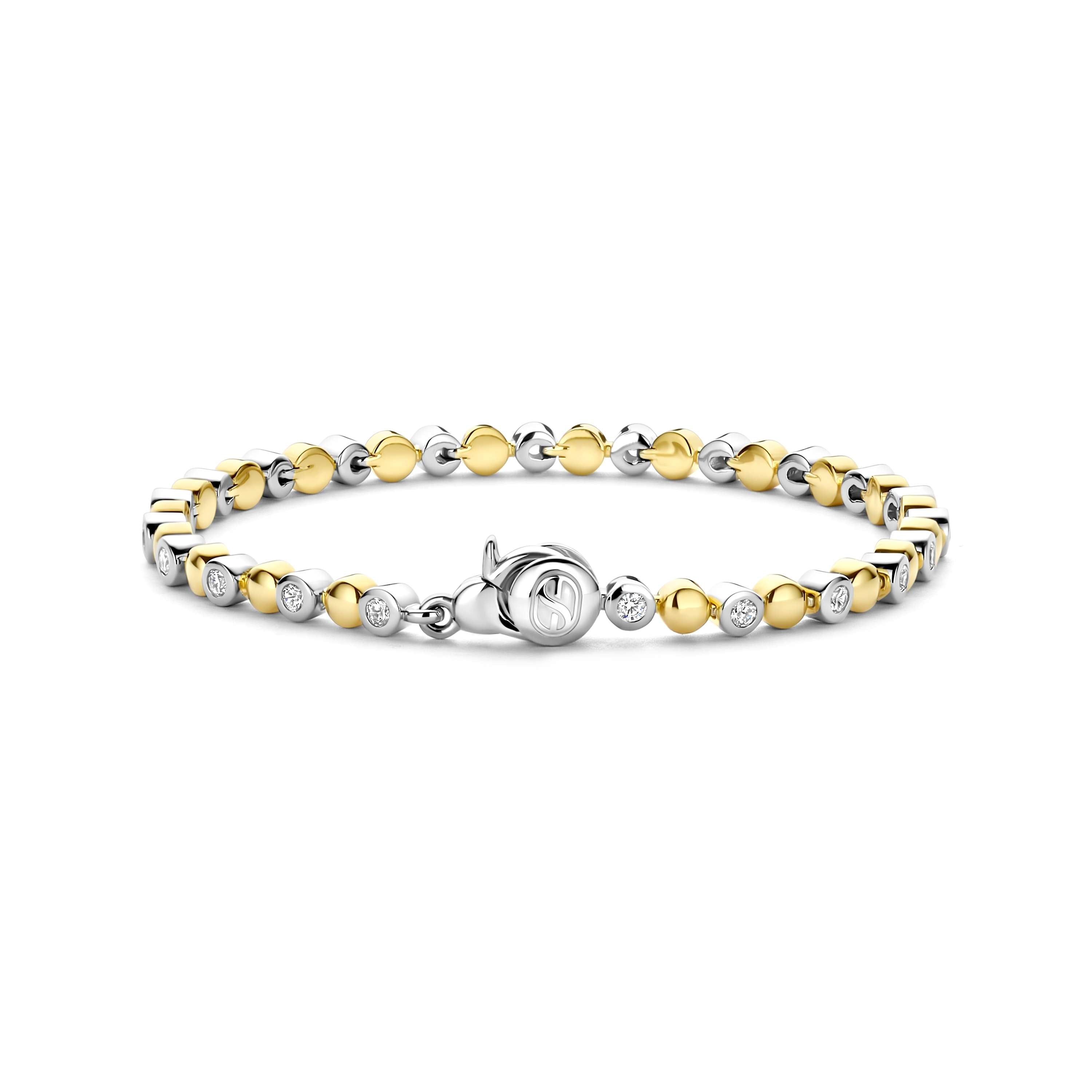 Ti Sento Sterling Silver & Yellow Gold Plated Cubic Zirconia Rubover Tennis Bracelet 19cm