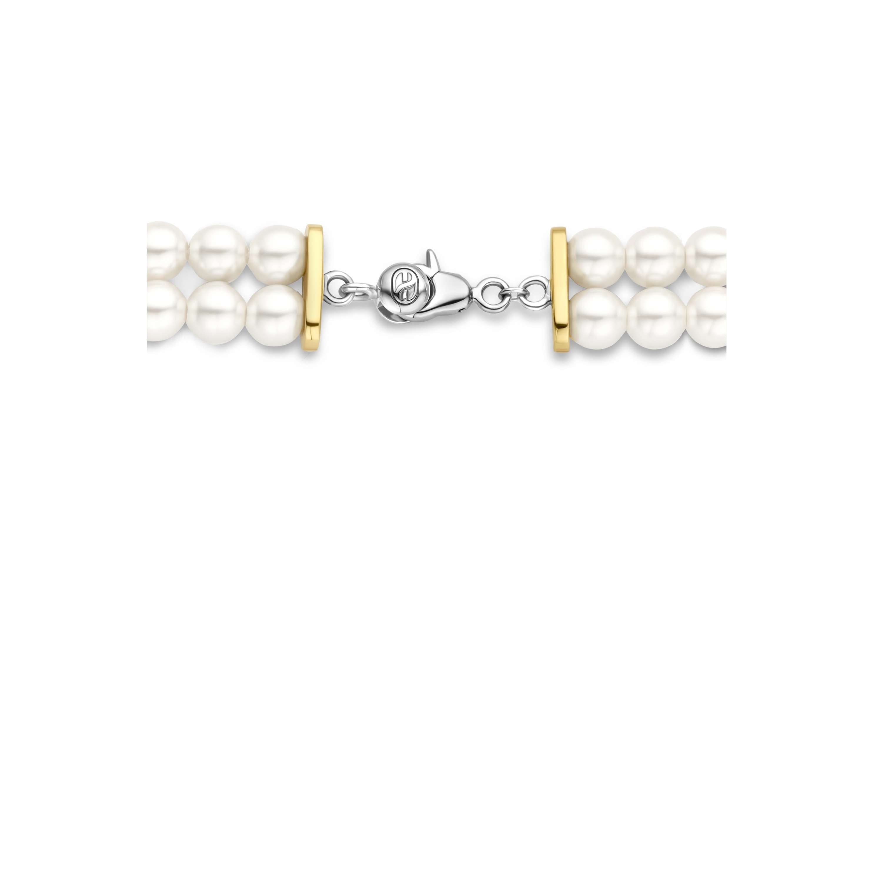 Ti Sento Double-Strand Shell Pearl Bracelet With Gold Plated Bar 19cm