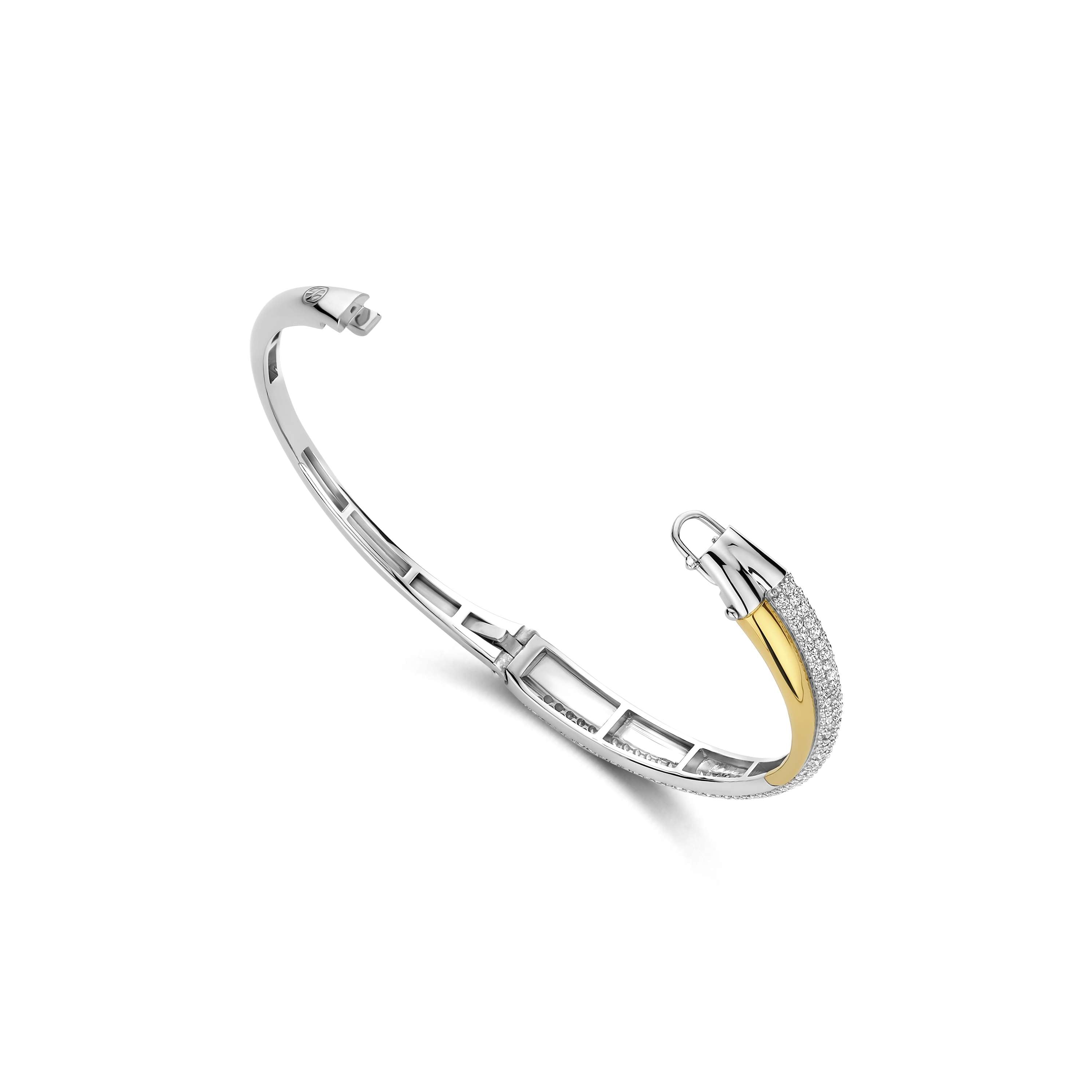 Ti Sento Sterling Silver & Gold Plated Cubic Zirconia Crossover Bangle