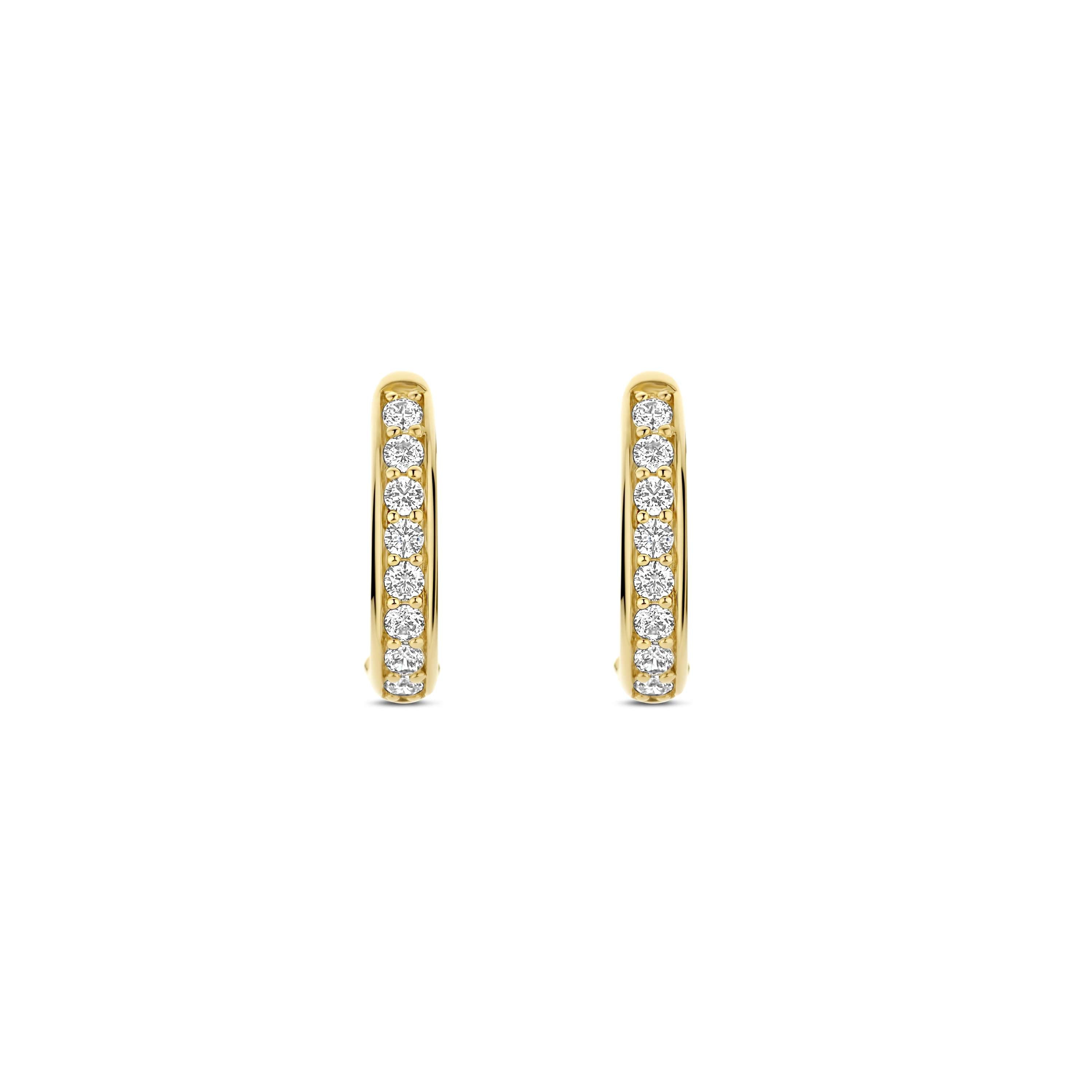 Ti Sento Gold Plated Cubic Zirconia Oval Hoop Earrings 11x13mm