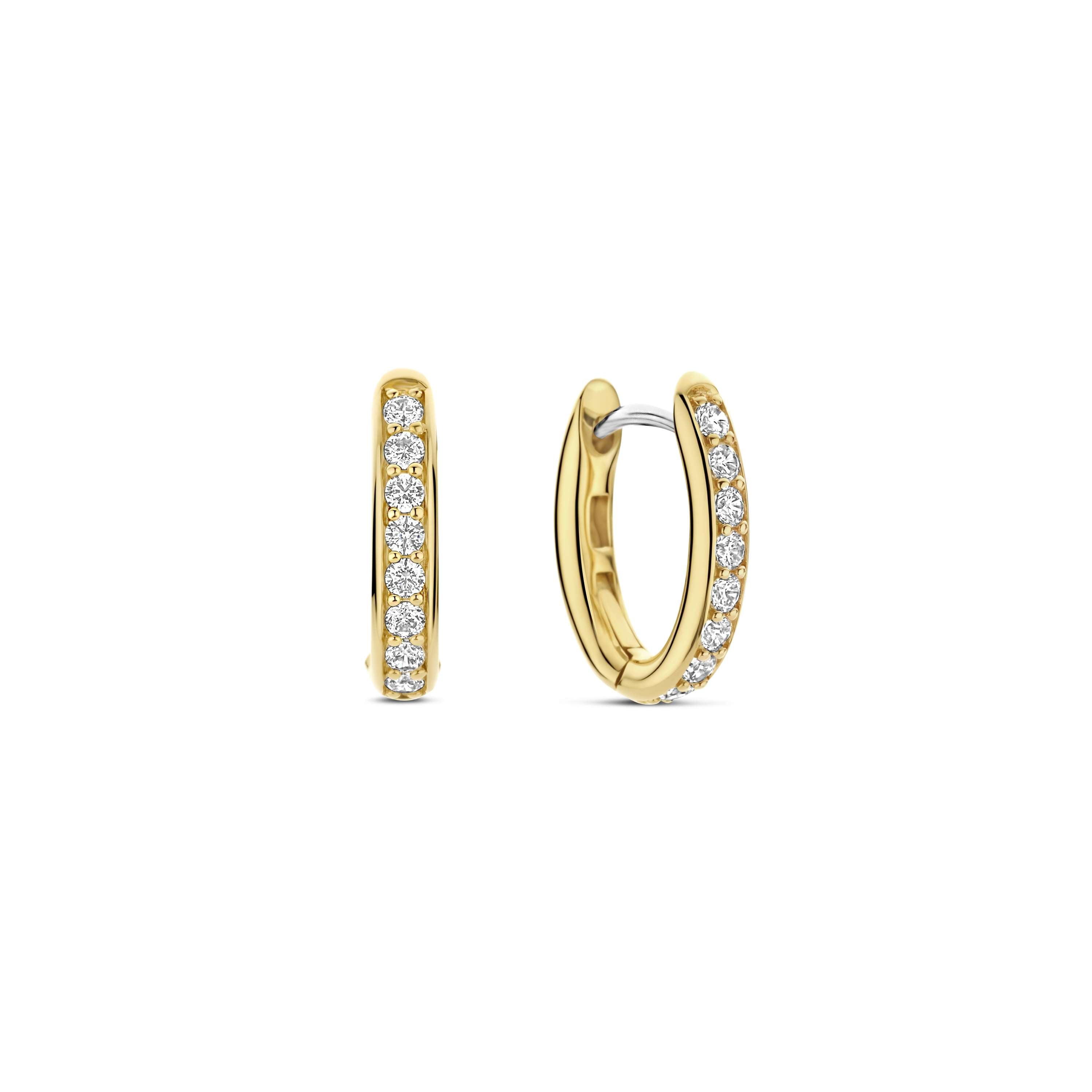 Ti Sento Gold Plated Cubic Zirconia Oval Hoop Earrings 11x13mm