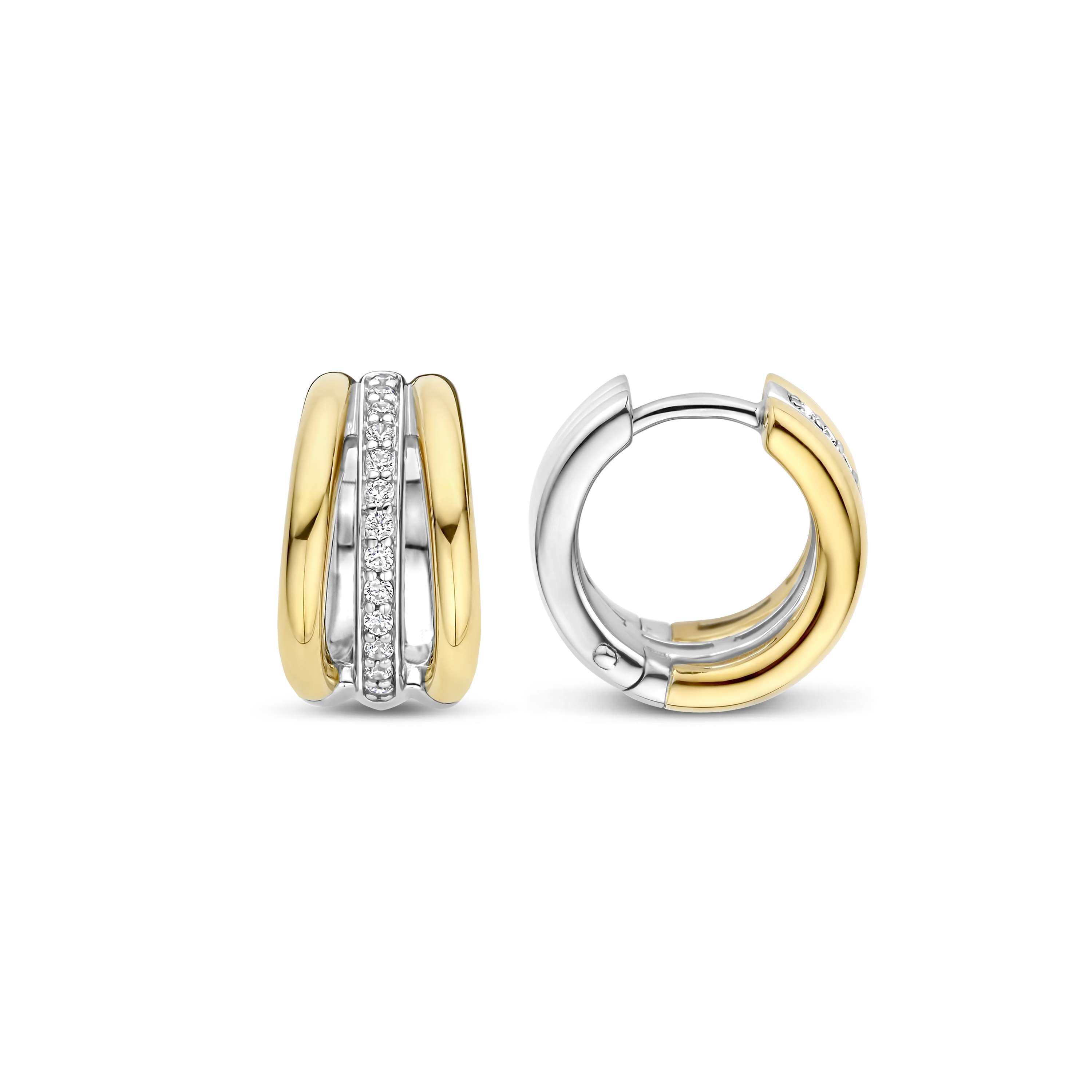 Ti Sento Sterling Silver & Gold Plated Triple Row Hoop Earrings