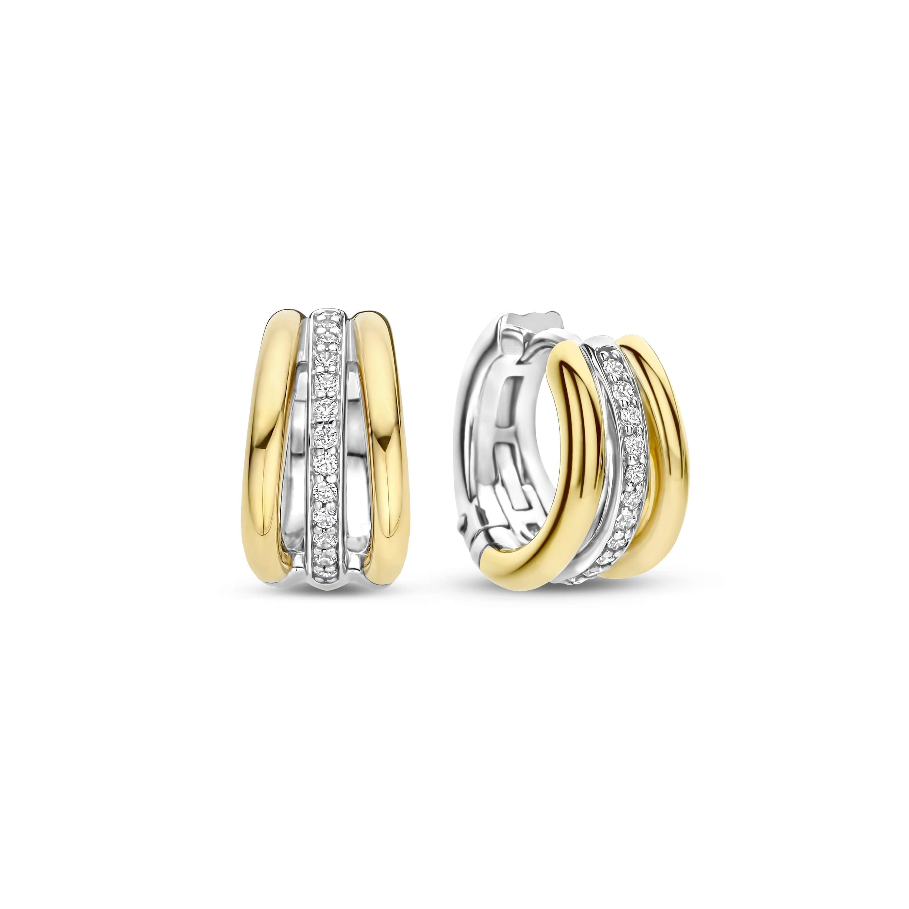 Ti Sento Sterling Silver & Gold Plated Triple Row Hoop Earrings