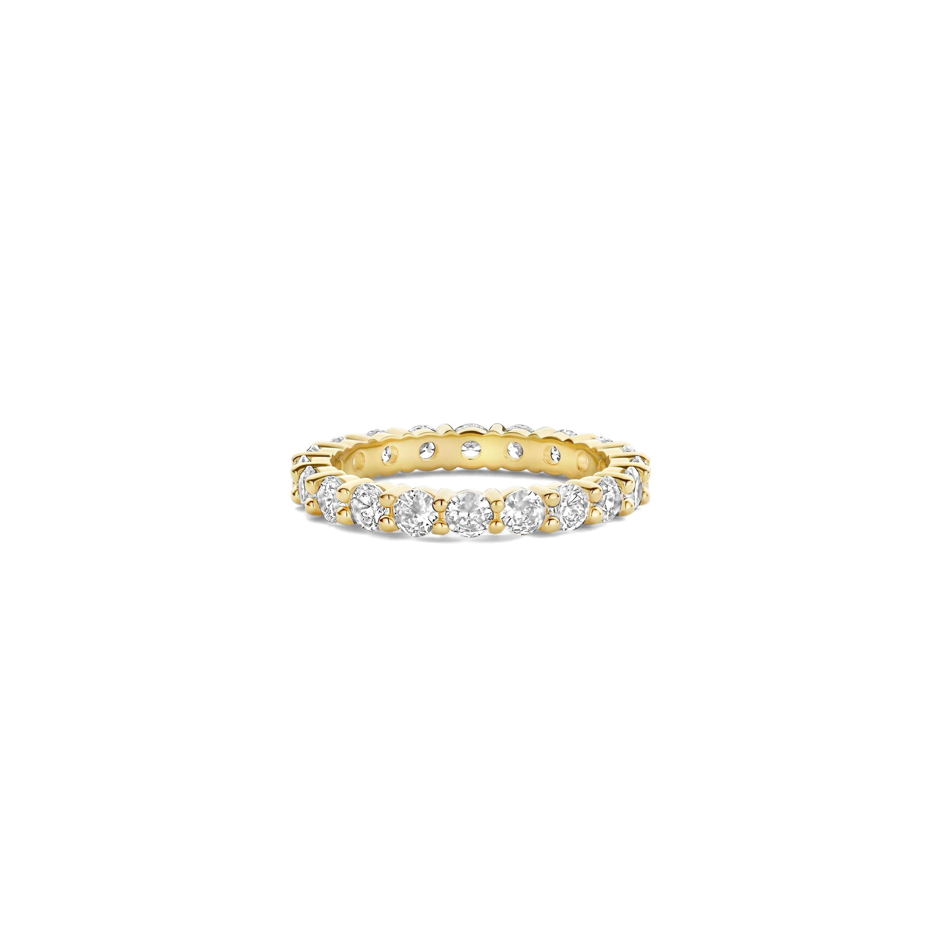 Ti Sento Sterling Silver Yellow Gold Plated Cubic Zirconia Band Ring (Size 58)