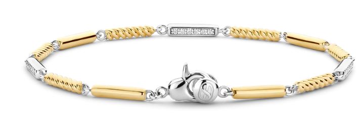 Ti Sento Sterling Silver And Yellow Gold Plated Bracelet With Cubic Zirconia And Rope Links 19cm
