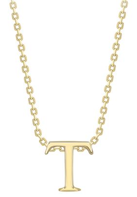 9ct Yellow Gold Initial T On Trace Chain 17.5 Necklace