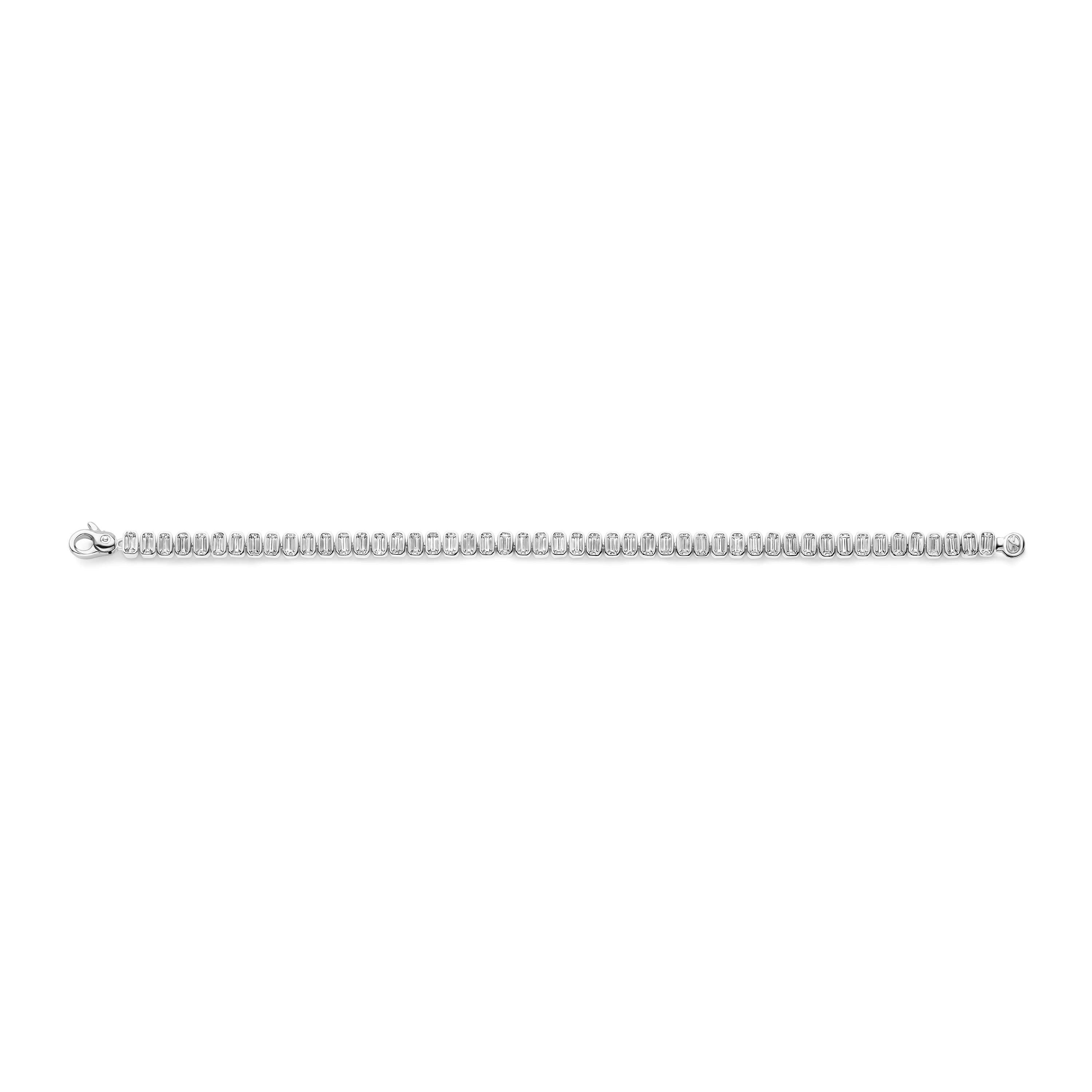 Ti Sento Sterling Silver Rectangular Bezel Set Cubic Zirconia Tennis Bracelet - 7'