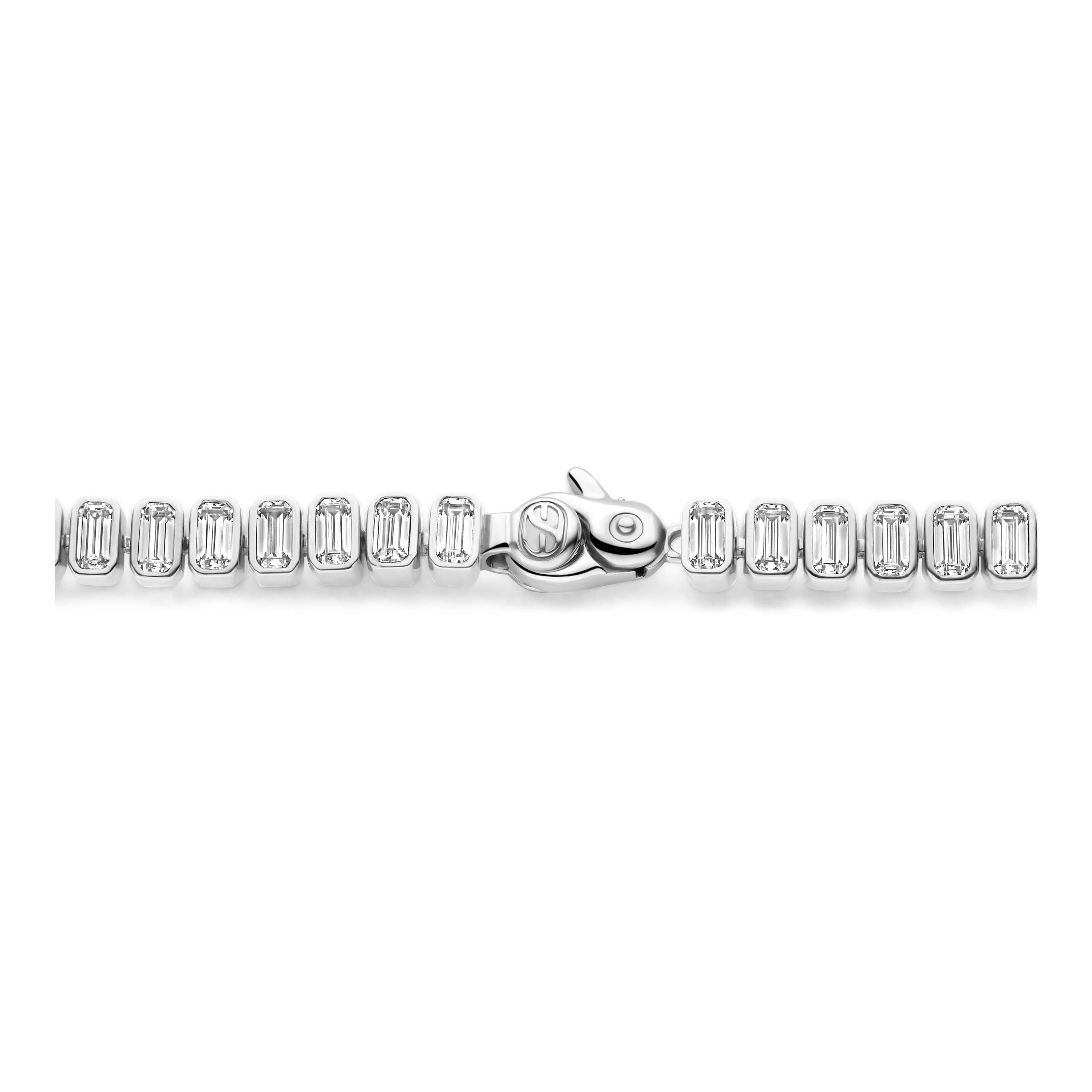 Ti Sento Sterling Silver Rectangular Bezel Set Cubic Zirconia Tennis Bracelet - 7'