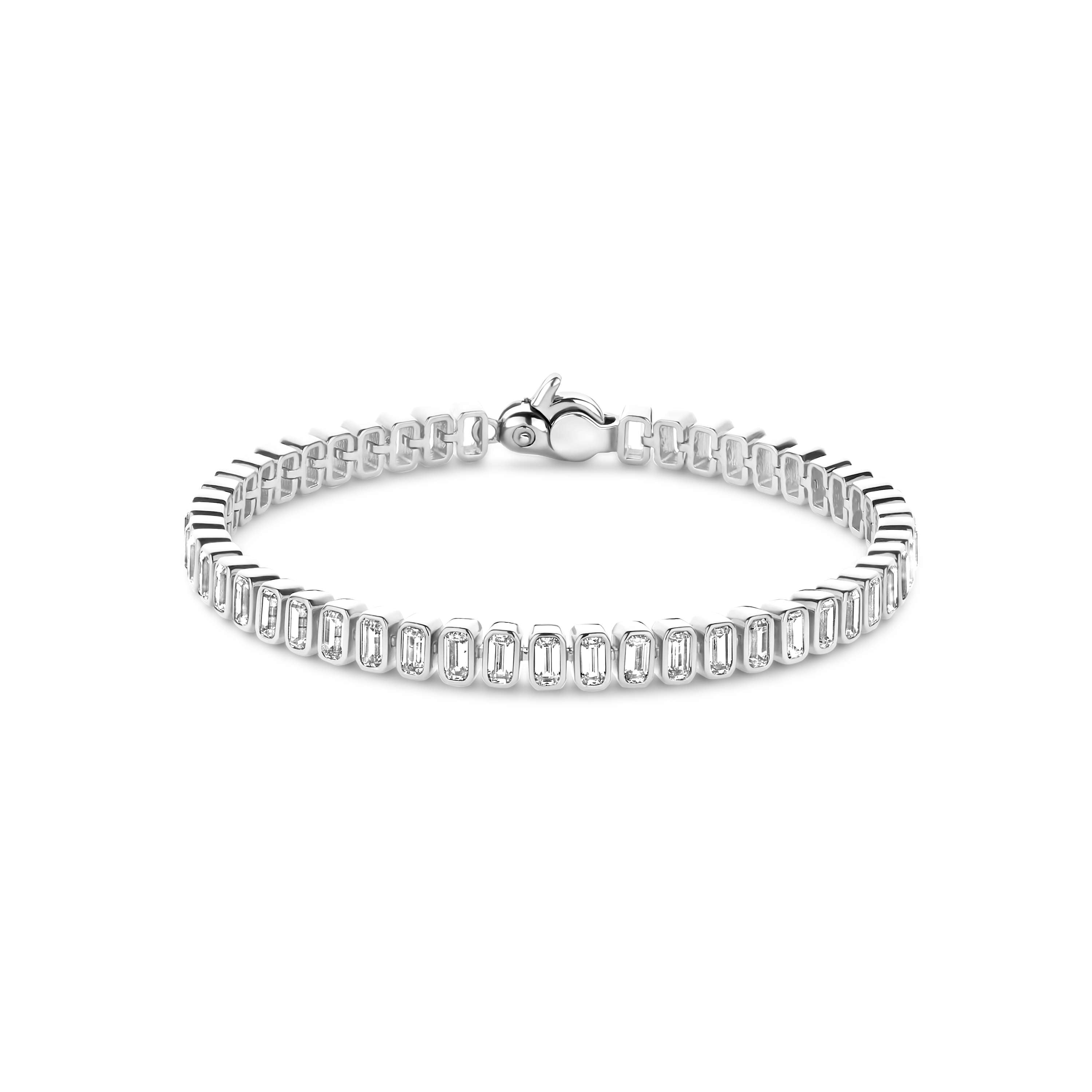 Ti Sento Sterling Silver Rectangular Bezel Set Cubic Zirconia Tennis Bracelet - 7'