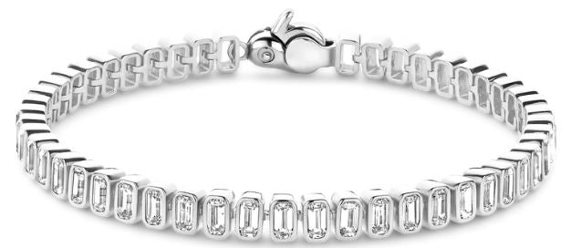 Ti Sento Rectangle Bezel Tennis Bracelet - Cubic Zirconia, Sterling Silver, 7"