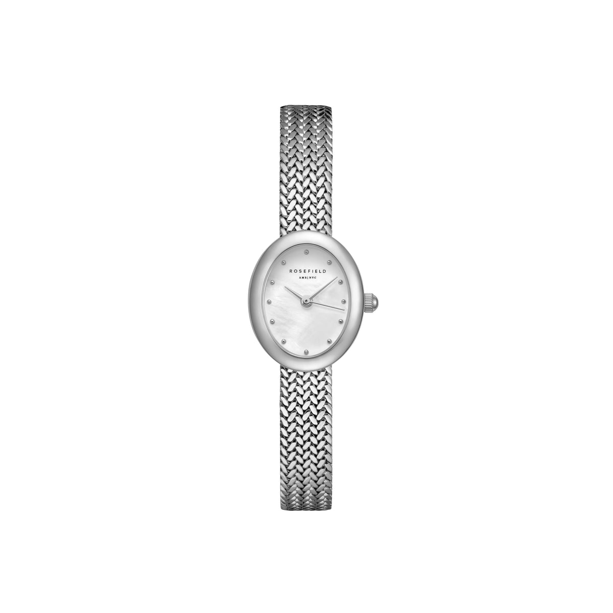Rosefield Ladies Mini Oval Silver White 18mm watch