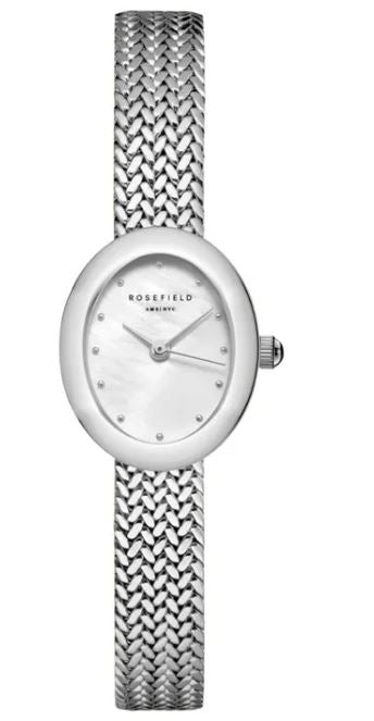 Rosefield Ladies Mini Oval Silver White 18mm watch