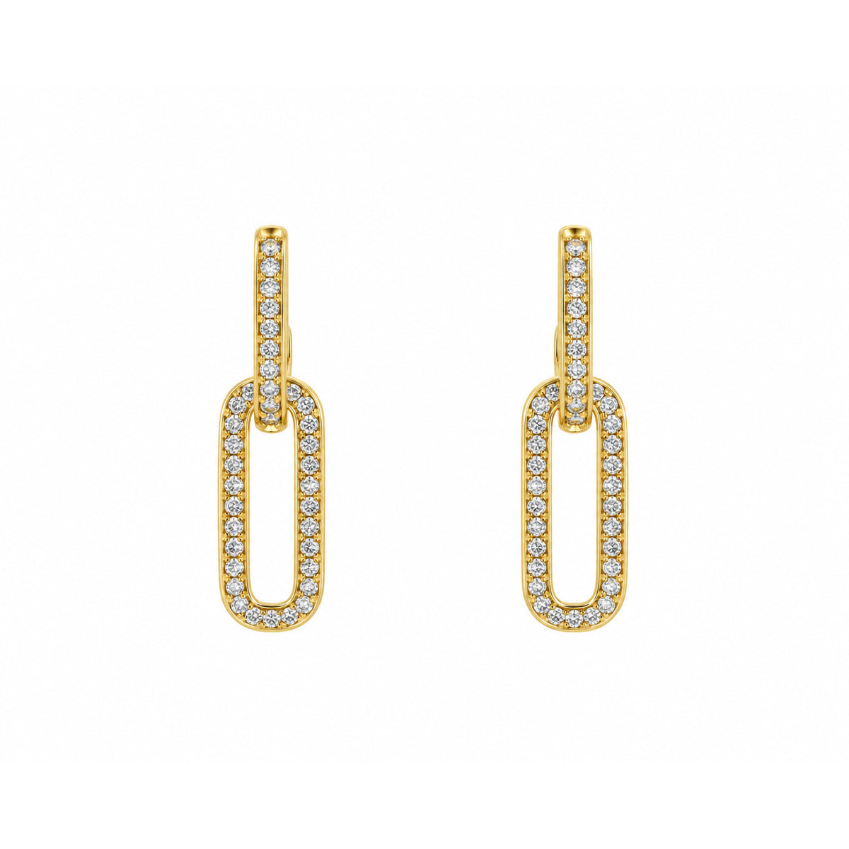 18ct Yellow Gold Paperlink Diamond Drop Earrings