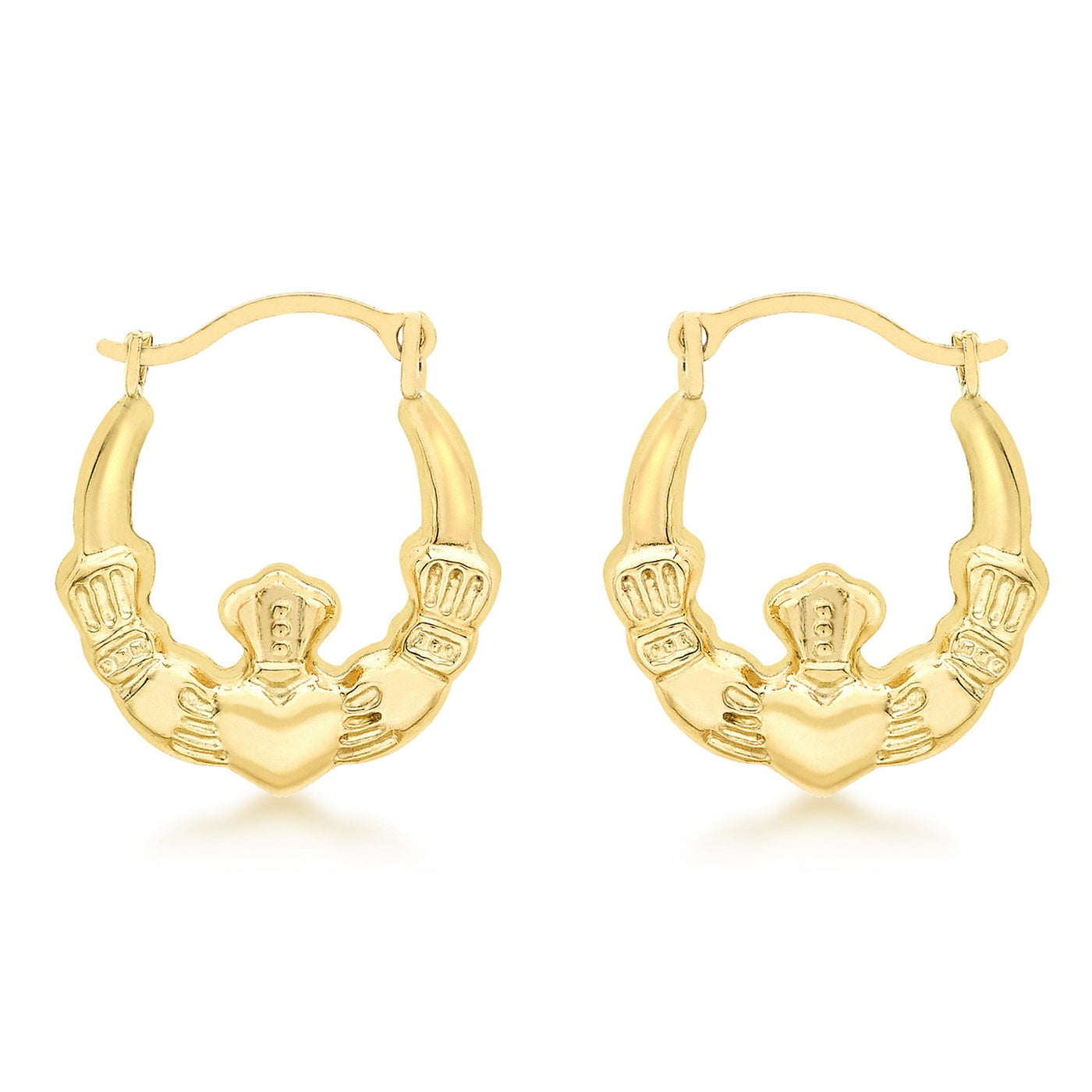 9ct Yellow Gold Claddagh Creole Earrings