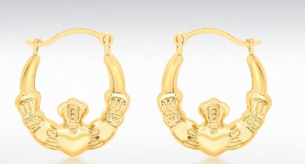 9ct Yellow Gold Diamond Hinged Hoop Earrings