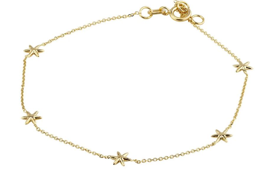 9ct Yellow Gold Five Star Bracelet