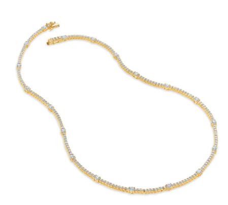 CARAT* London Yellow Gold Plated Sterling Silver Phoebe Tennis Necklace with Cubic Zirconia