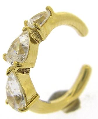 CARAT* London Yellow Gold Plated Sterling Silver Single Pear Cuff Earring with Cubic Zirconia Earrings