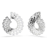 Swarovski Matrix Hoop Earrings - Rhodium Plated - White