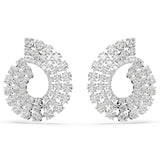 Swarovski Matrix Hoop Earrings - Rhodium Plated - White