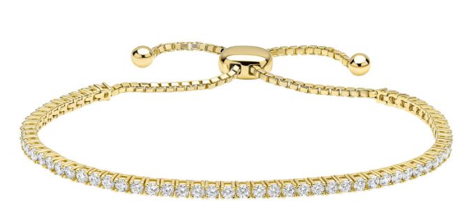 Diamondfire Sterling Silver Yellow Gold Plated CZ Adjustable Tennis Bracelet
