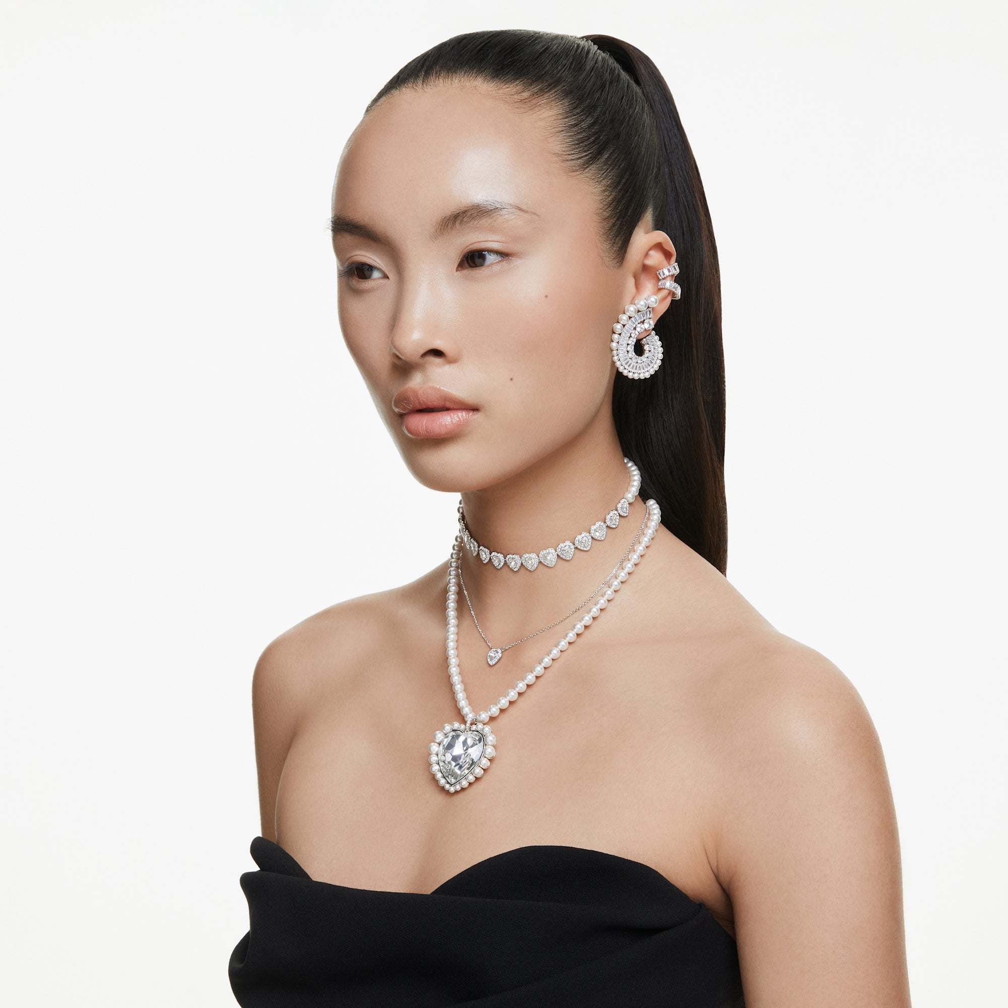 Swarovski Ariana Grande SS25 Capsule Necklace - Rhodium Plated - Crystal Pearl