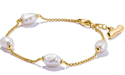Thomas Sabo Yellow Gold Plated Sterling Silver Bracelet with Freshwater Pearls