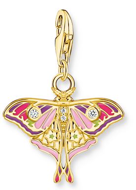 Thomas Sabo Sterling Silver Yellow Gold Plated Colourful Moth Charm