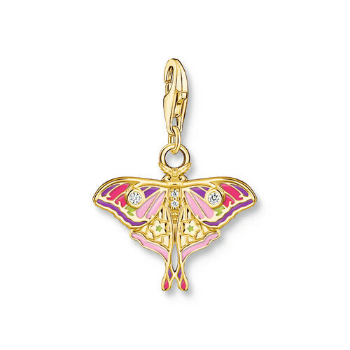 Thomas Sabo Sterling Silver Yellow Gold Plated Colourful Moth Charm