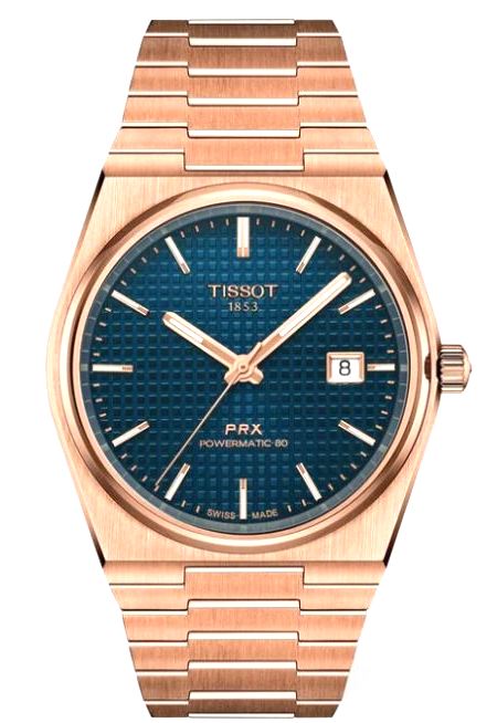 Tissot PRX 40mm Rose Gold PVD Blue Automatic Mens Watch