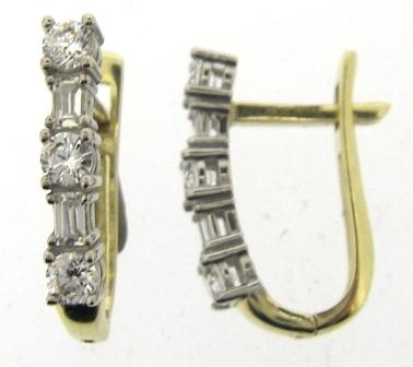 9ct Yellow and White Gold Cubic Zirconia Huggie Earrings