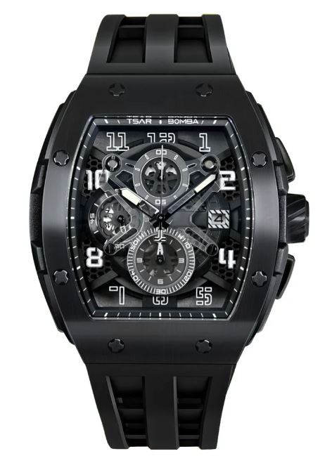Tsar Bomba Elemental Series Quartz Chronograph Watch TB8211Q-04 – Black FKM Rubber Strap