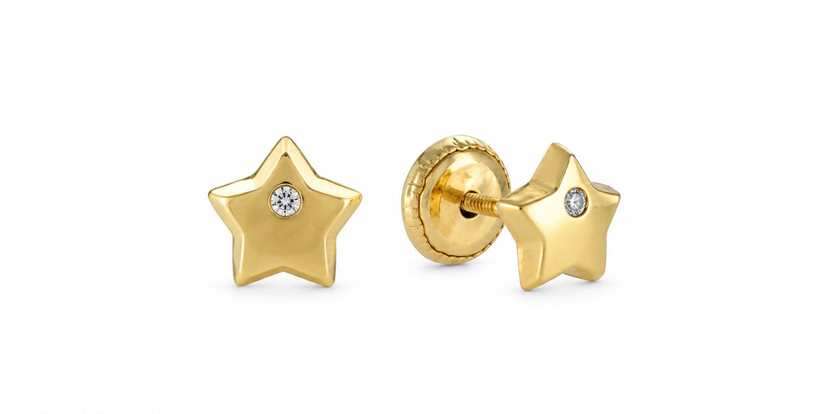 9ct Yellow Gold Celestial Star Stud Earrings