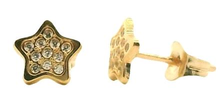 9ct Yellow Gold CZ Star Stud Earrings