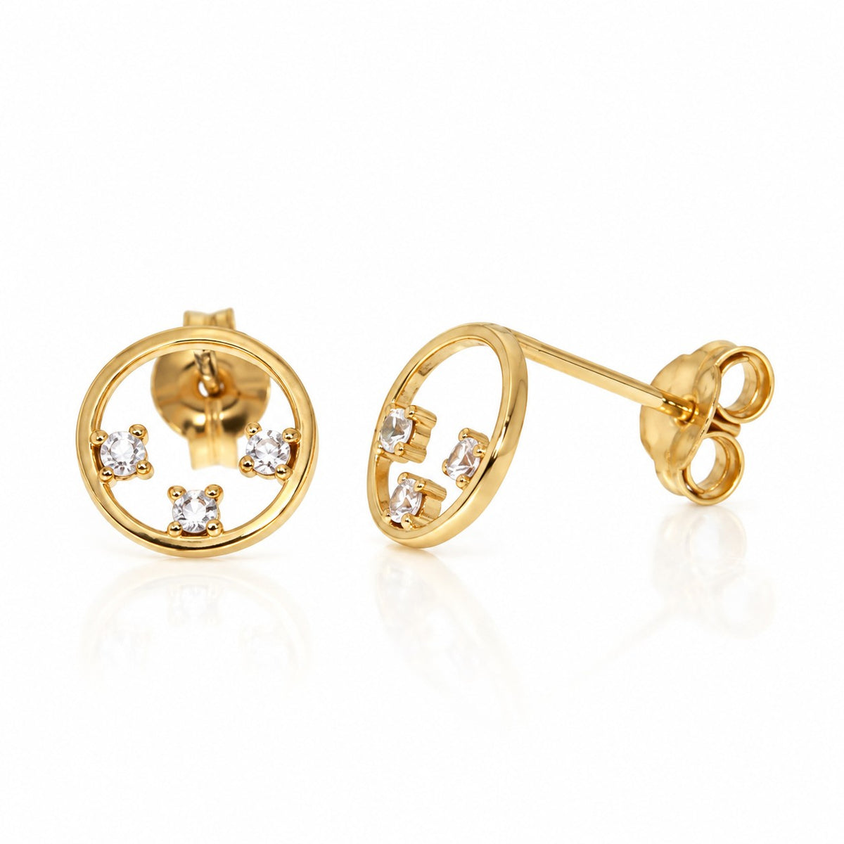 9ct Yellow Gold Cubic Zirconia Circle Stud Earrings